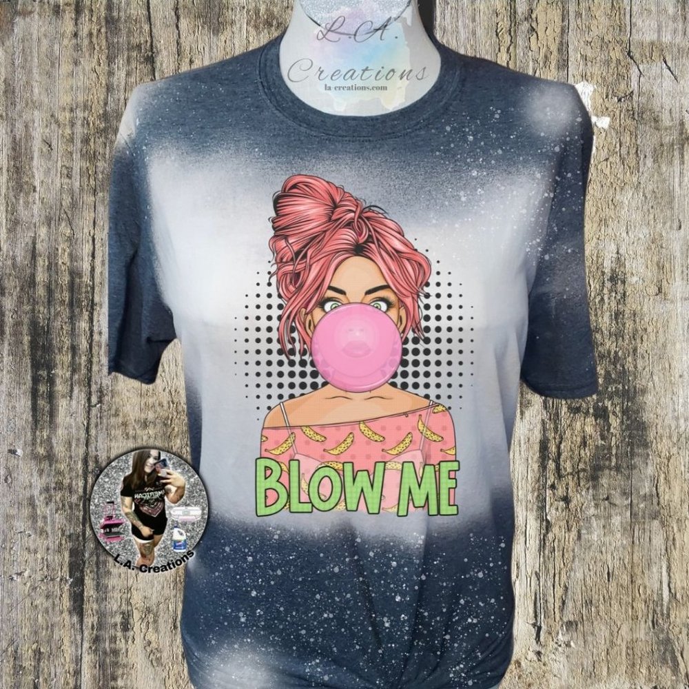 Funny Blow Me Womens Bleached Tee